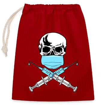 skull vaccine - Closable cotton gift bag (25x30cm) - red - Front