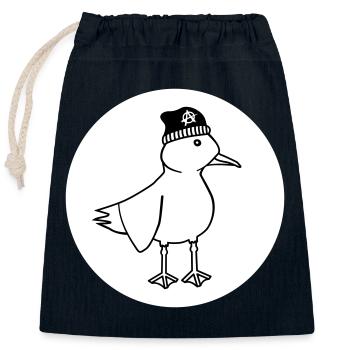 Möwe Anarchie – Freche maritim Hipster Küstenkunst - Verschließbarer Geschenkbeutel aus Baumwolle (25x30cm) - Navy - Vorne