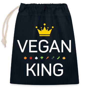Roi végétalien - Sac cadeau en coton avec cordon (25 x 30 cm) - bleu marine - Devant