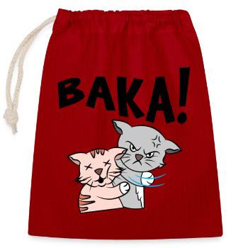 Baka Anime Manga Cartoon Cat Saying - Closable cotton gift bag (25x30cm) - red - Front