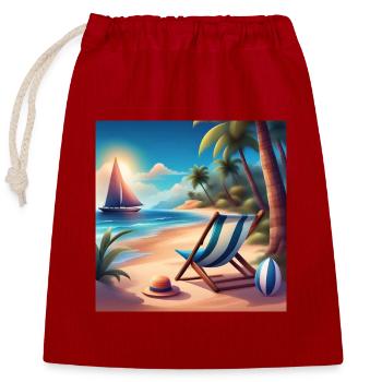 Urlaub am Meer, Sommerurlaub - Verschließbarer Geschenkbeutel aus Baumwolle (25x30cm) - Rot - Vorne