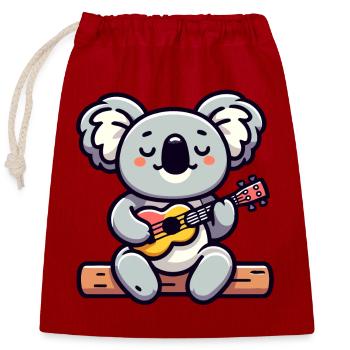 Koala Chords: The Eucalyptus Melodist - Closable cotton gift bag (25x30cm) - red - Front