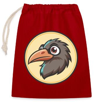 Raven Kawaii Cartoon Figur Tier Haustier Gesicht - Verschließbarer Geschenkbeutel aus Baumwolle (25x30cm) - Rot - Vorne