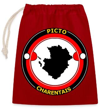 Picto-Charentais - Sac cadeau en coton avec cordon (25 x 30 cm) - rouge - Devant