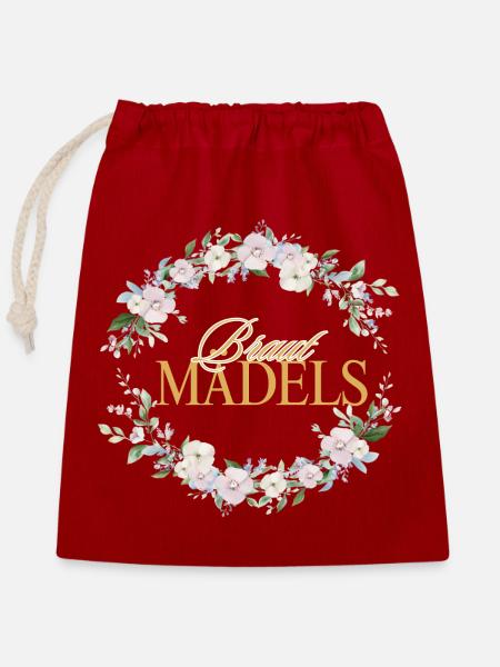 Braut Mädels! Personalisierbar - Verschließbarer Geschenkbeutel aus Baumwolle (25x30cm) - Rot