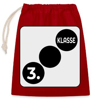 3. Klasse Schulklasse Würfel - Verschließbarer Geschenkbeutel aus Baumwolle (25x30cm) - Rot - Vorne