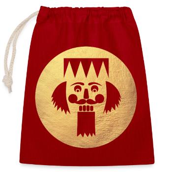 Cercle Casse-Noisette Or Noël Décoration de Noël - Sac cadeau en coton avec cordon (25 x 30 cm) - rouge - Devant