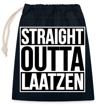 Straight Outta Laatzen - Closable cotton gift bag (25x30cm) - navy - Front