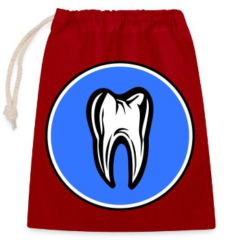 Zahn Dental Zahnarzt Symbol - Verschließbarer Geschenkbeutel aus Baumwolle (25x30cm) - Rot - Vorne