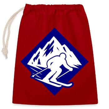 Ski Sport Silhouette Mountains - Closable cotton gift bag (25x30cm) - red - Front