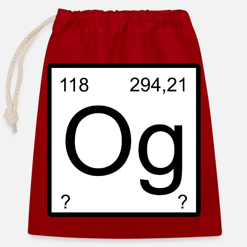 Oganesson og Element Graphic Periodic Table - Closable cotton gift bag (25x30cm) - red