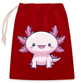 Pink kawaii Axolotl – Niedliches Tier - Verschließbarer Geschenkbeutel aus Baumwolle (25x30cm) - Rot - Vorne