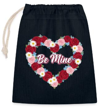 Heart of Roses Be Mine - Closable cotton gift bag (25x30cm) - navy - Front