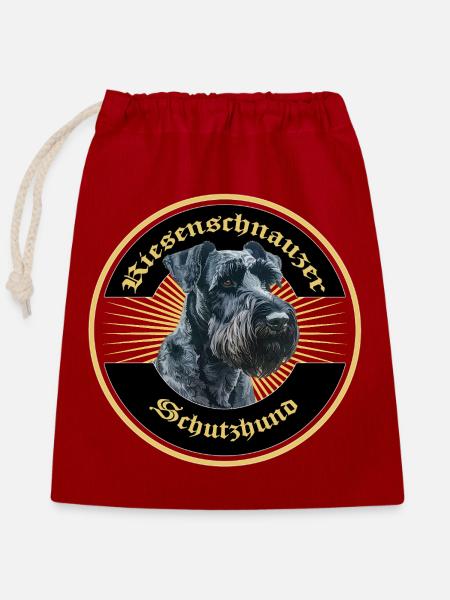 Riesenschnauzer Schutzhund Emblem Gold - Verschließbarer Geschenkbeutel aus Baumwolle (25x30cm) - Rot
