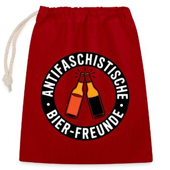Antifascist Beer Friends - Against the Right - Closable cotton gift bag (25x30cm) - red - Front