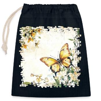 Aquarellschmetterling im Frühlingsgarten - Verschließbarer Geschenkbeutel aus Baumwolle (25x30cm) - Navy - Vorne