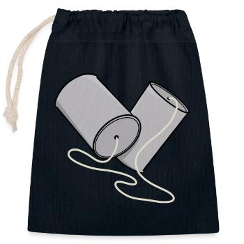 Tin Can Phone Nostalgia - Closable cotton gift bag (25x30cm) - navy - Front