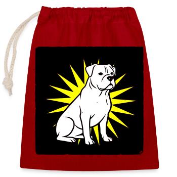 Cool Dog in Punk Rock & Pop Art Style - Closable cotton gift bag (25x30cm) - red - Front