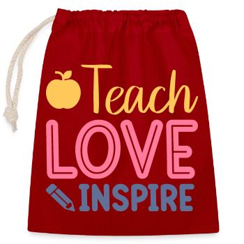 Teach Love Inspire - Closable cotton gift bag (25x30cm) - red - Front