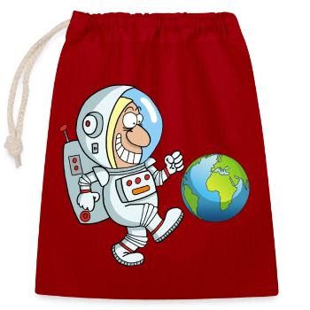 Footballeur galactique - Sac cadeau en coton avec cordon (25 x 30 cm) - rouge - Devant