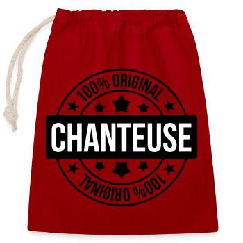 Singer - Singing - Song - Closable cotton gift bag (25x30cm) - red - Front