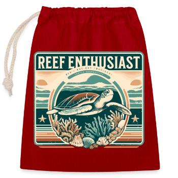 Reef Enthusiast Design, Vintage Wasserschildkröte - Verschließbarer Geschenkbeutel aus Baumwolle (25x30cm) - Rot - Vorne
