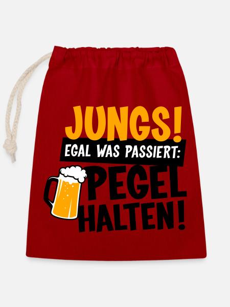 Jungs Pegel halten Party - Verschließbarer Geschenkbeutel aus Baumwolle (25x30cm) - Rot