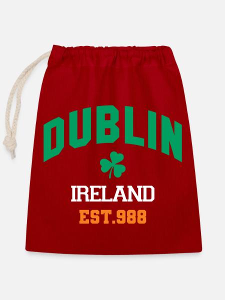 Dublin - Irland - Verschließbarer Geschenkbeutel aus Baumwolle (25x30cm) - Rot