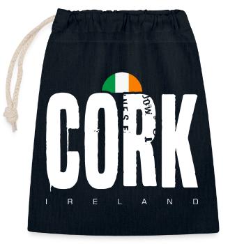 Emblème du drapeau de l’Irlande en liège - Sac cadeau en coton avec cordon (25 x 30 cm) - bleu marine - Devant