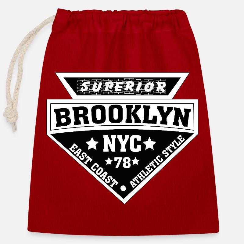 Bouclier Brooklyn NYC Athlétique - Sac cadeau en coton avec cordon (25 x 30 cm) - rouge