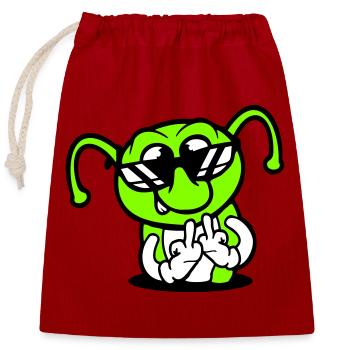 Raupe Mittelfinger Beleidigung Loch Sonnenbrille - Verschließbarer Geschenkbeutel aus Baumwolle (25x30cm) - Rot - Vorne