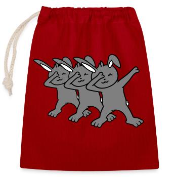 3 lapins Dabbing Dab Danse Pose Danse Fête Célébrer - Sac cadeau en coton avec cordon (25 x 30 cm) - rouge - Devant