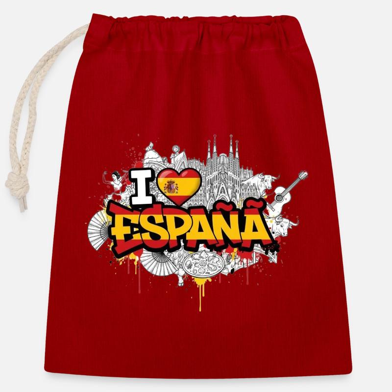 Vibrant Graffiti Espagne drapeau Love Design - Sac cadeau en coton avec cordon (25 x 30 cm) - rouge