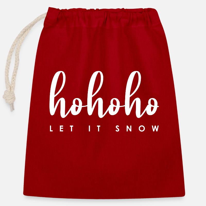 hohoho let it snow (weiss) - Verschließbarer Geschenkbeutel aus Baumwolle (25x30cm) - Rot