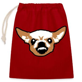 Chihuahua Kleiner Hund Böse Knirschen Nervig Wut - Verschließbarer Geschenkbeutel aus Baumwolle (25x30cm) - Rot - Vorne