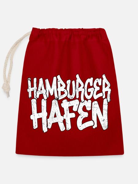 Hamburger Hafen Graffiti - Verschließbarer Geschenkbeutel aus Baumwolle (25x30cm) - Rot