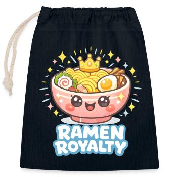 Royauté du ramen : Bol de nouilles Kawaii - Sac cadeau en coton avec cordon (25 x 30 cm) - bleu marine - Devant