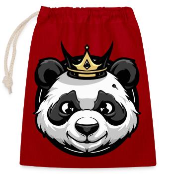 Panda Head Crown - Closable cotton gift bag (25x30cm) - red - Front
