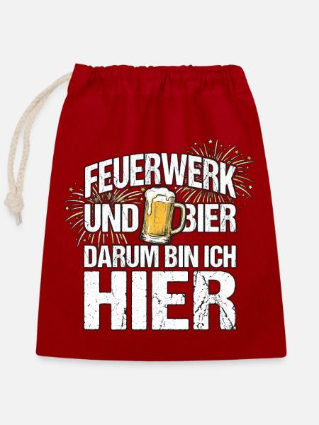 Feuerwerk Und Bier - Verschließbarer Geschenkbeutel aus Baumwolle (25x30cm) - Rot