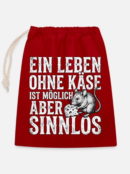 Käse Liebhaber - Verschließbarer Geschenkbeutel aus Baumwolle (25x30cm) - Rot