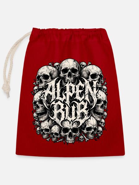 Alpen Death Metal Schädel - Verschließbarer Geschenkbeutel aus Baumwolle (25x30cm) - Rot