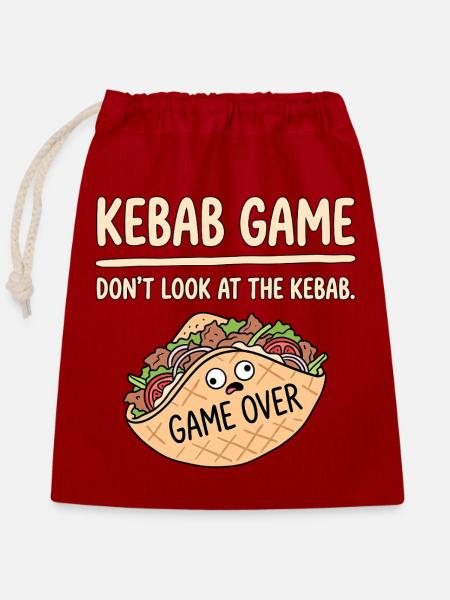 Kebab Spiel Nicht Gucken - Verschließbarer Geschenkbeutel aus Baumwolle (25x30cm) - Rot