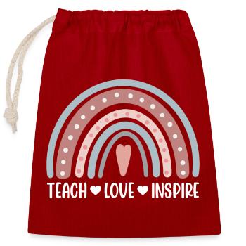 Teach Love Inspire - Closable cotton gift bag (25x30cm) - red - Front
