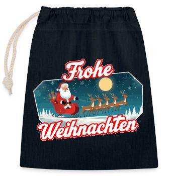 Santa Schlitten Weihnachtsszene - Verschließbarer Geschenkbeutel aus Baumwolle (25x30cm) - Navy - Vorne