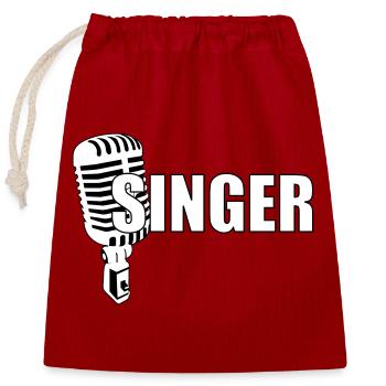 Singer - Music - Closable cotton gift bag (25x30cm) - red - Front