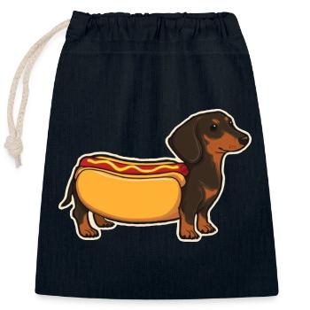 Collant en pain de hot-dog teckel mignon - Sac cadeau en coton avec cordon (25 x 30 cm) - bleu marine - Devant