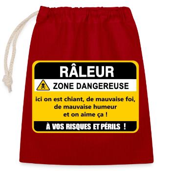 Reklamierende Gefahrenzone - Verschließbarer Geschenkbeutel aus Baumwolle (25x30cm) - Rot - Vorne