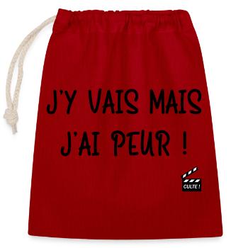 J'y vais mais j'ai peur ! Les Bronzés font du ski - Sac cadeau en coton avec cordon (25 x 30 cm) - rouge - Devant