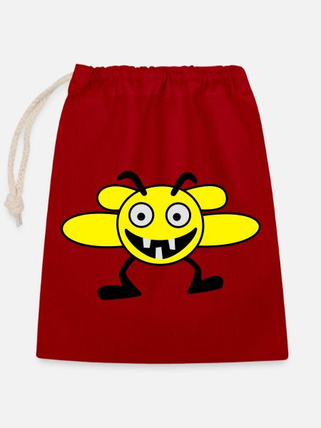 Bienen Männchen - Verschließbarer Geschenkbeutel aus Baumwolle (25x30cm) - Rot