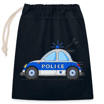 Polizeiauto Police Blau - Verschließbarer Geschenkbeutel aus Baumwolle (25x30cm) - Navy - Vorne